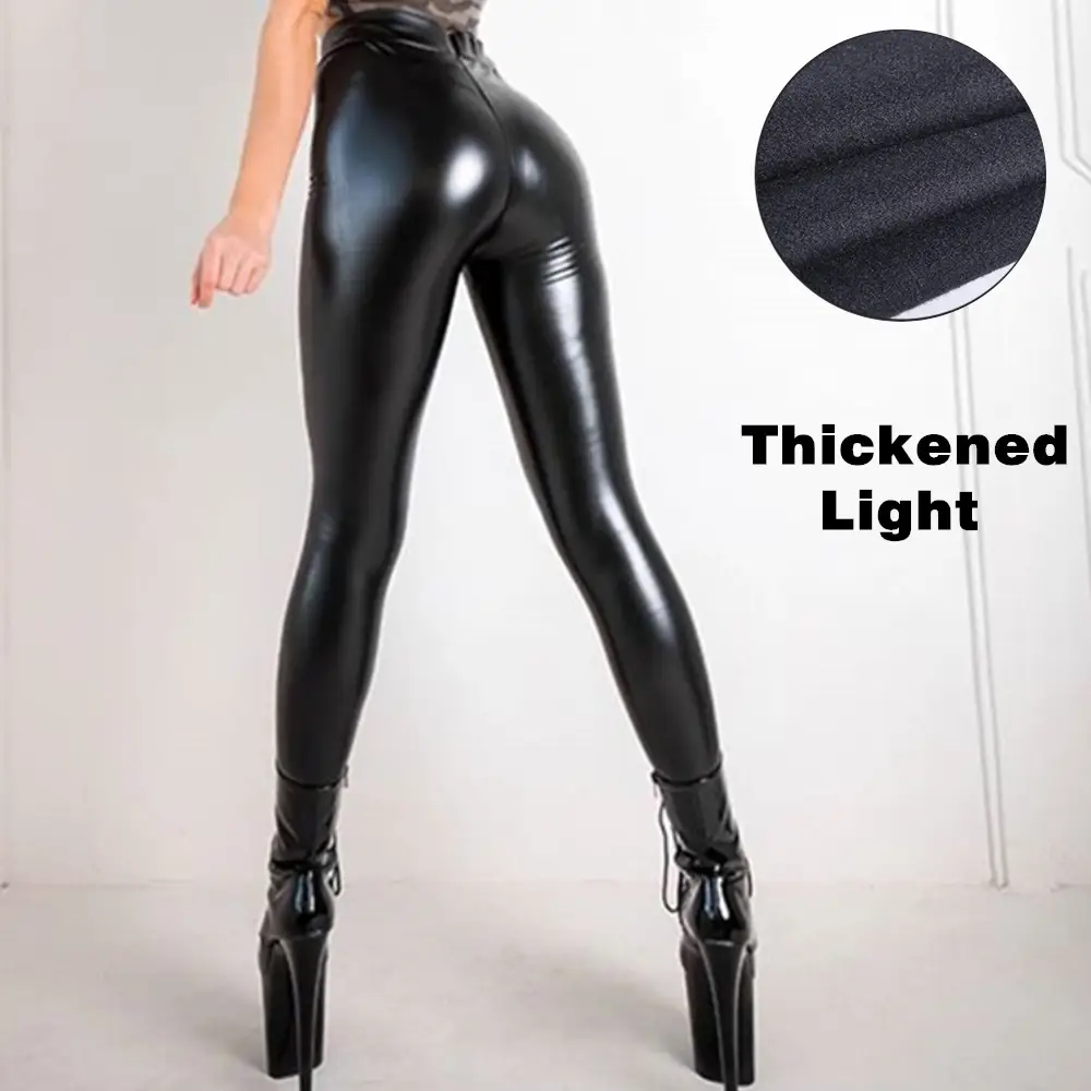 Black PU Leather High Waist Pants for Women - Image 2