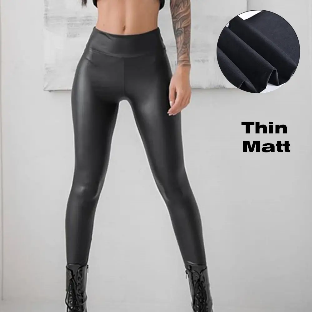 Black PU Leather High Waist Pants for Women - Image 3