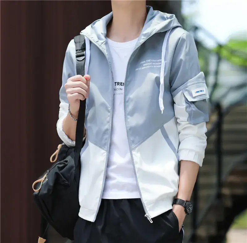 Men's Korean Fashion Jacket Yellow Black Zip Front Sports Casual - Image 9
