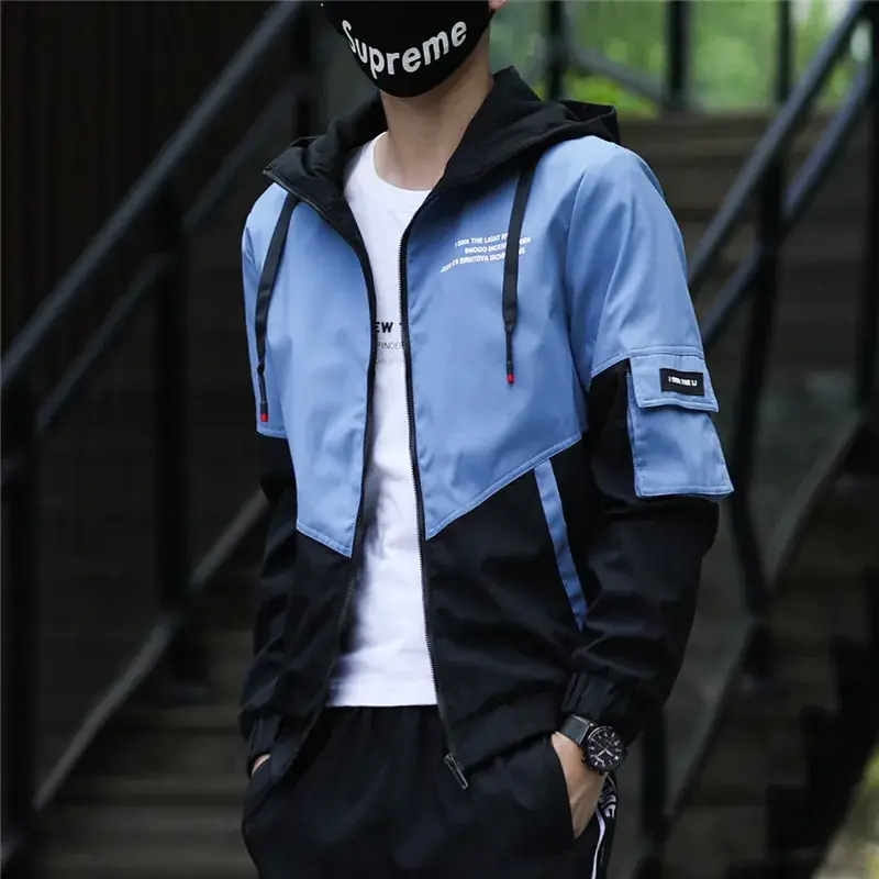 Men's Korean Fashion Jacket Yellow Black Zip Front Sports Casual - Image 5