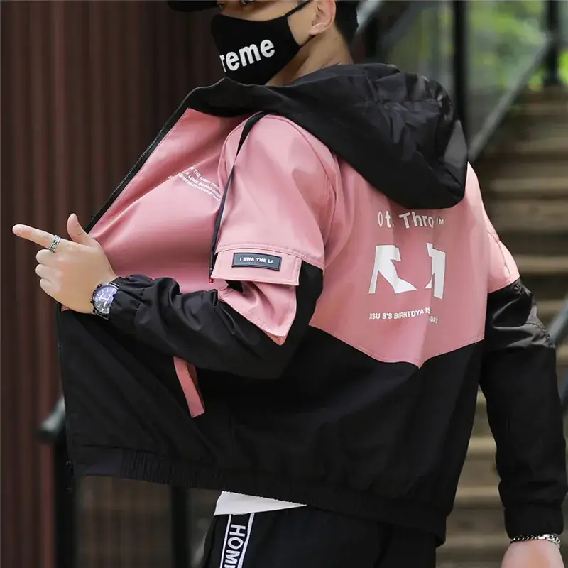Men's Korean Fashion Jacket Yellow Black Zip Front Sports Casual - Image 3