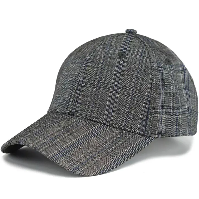 Plaid Baseball Cap Men Women Casual Sports