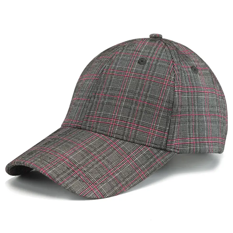 Plaid Baseball Cap Men Women Casual Sports