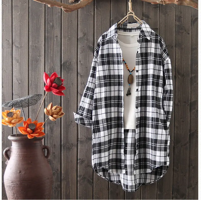 Women Plaid Jacket Red Blue Loose Spring