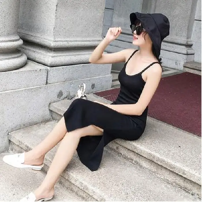 Black Long Sleeve Knitted Dress with Side Slit 2024 - Image 7