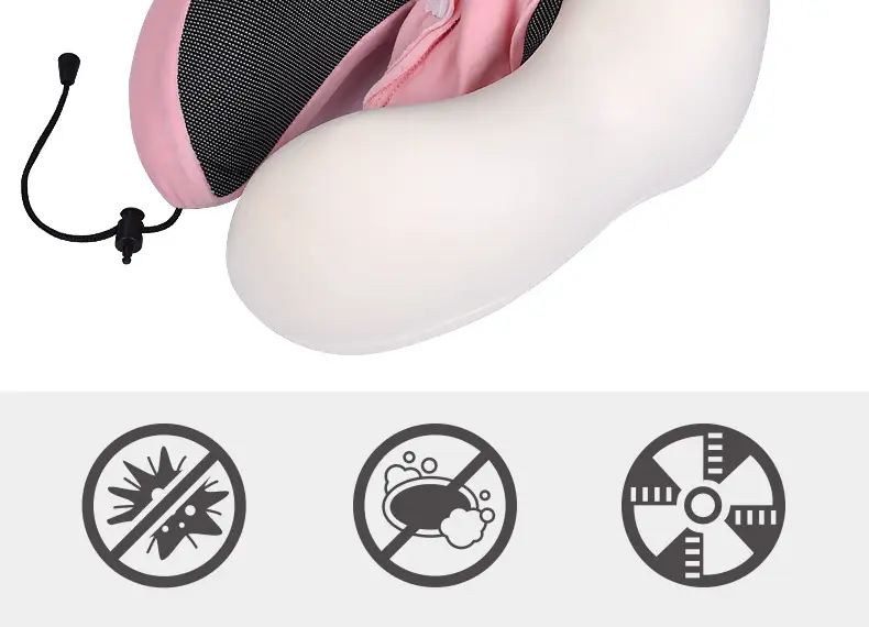 U-Shaped Memory Foam Neck Pillow Blue Grey Travel Neck Pillow — feature 11