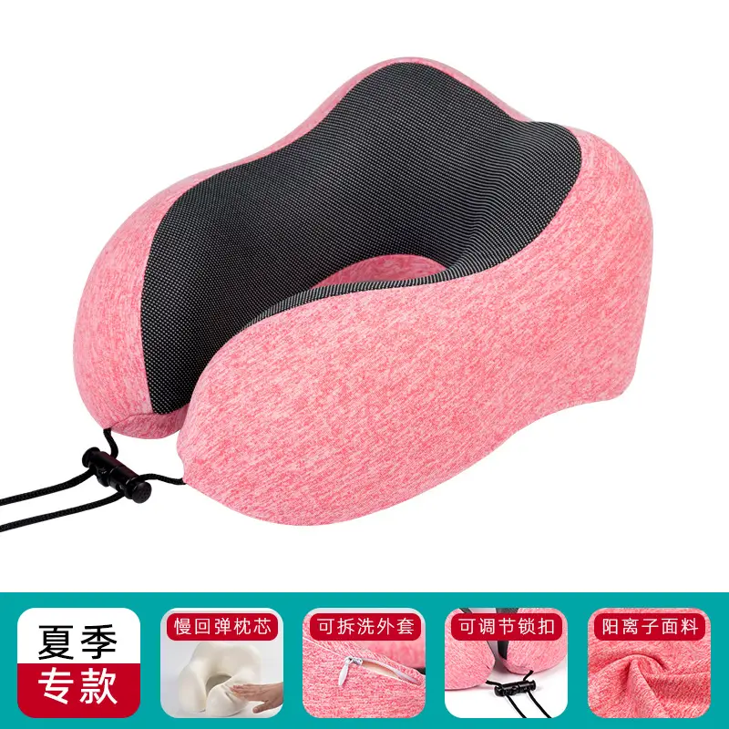 U-Shaped Memory Foam Neck Pillow Blue Grey Travel Neck Pillow - Image 11