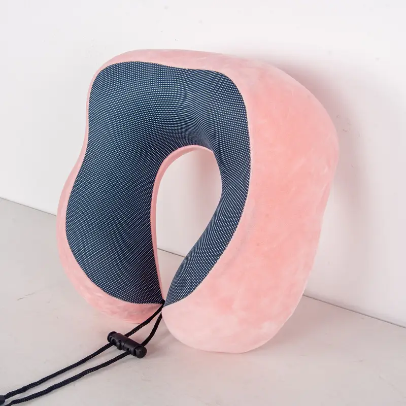 U-Shaped Memory Foam Neck Pillow Blue Grey Travel Neck Pillow - Image 13
