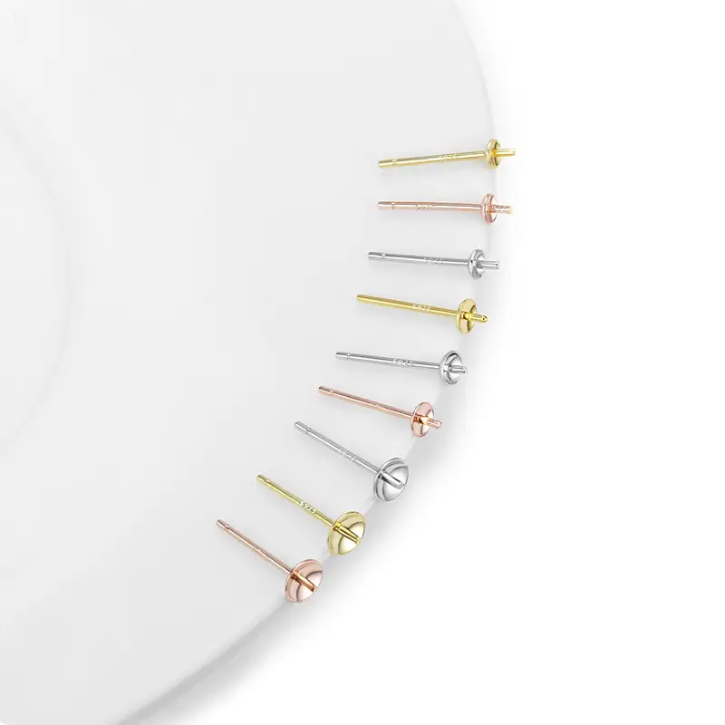 S925 Sterling Silver Pearl Holder Half Hole Beads Earrings - Image 4