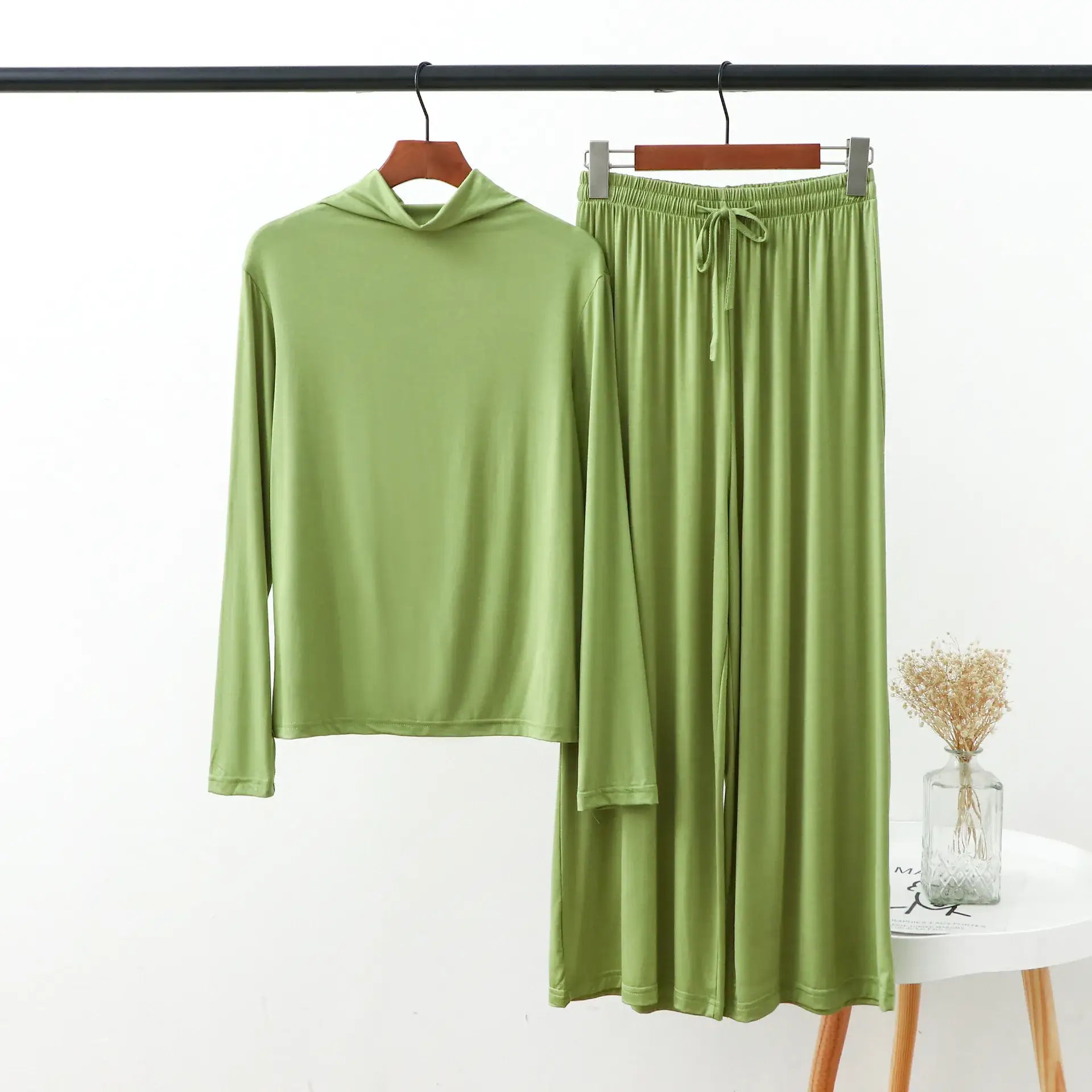 Green Modal Two-Piece Home Suit Large - Image 4
