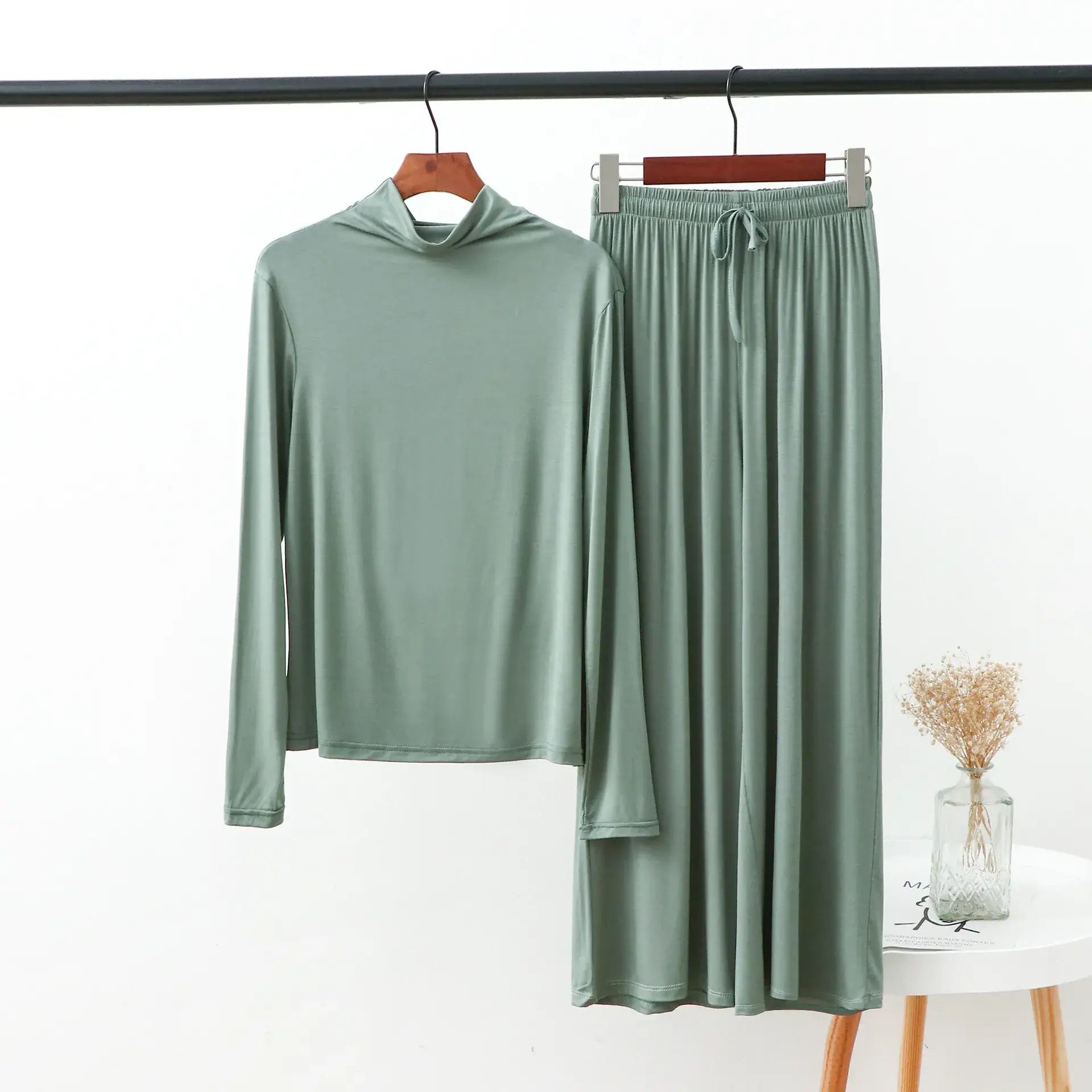 Green Modal Two-Piece Home Suit Large - Image 5