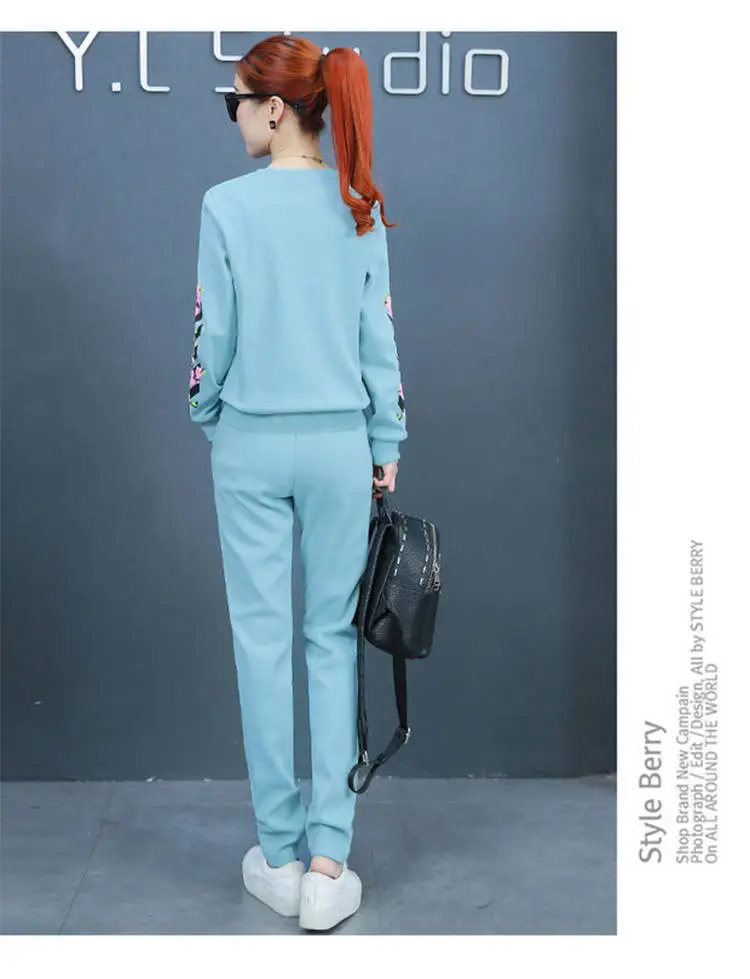 Pink 2-Piece Women's Spring Wear Suit with Embroidered Design — feature 17