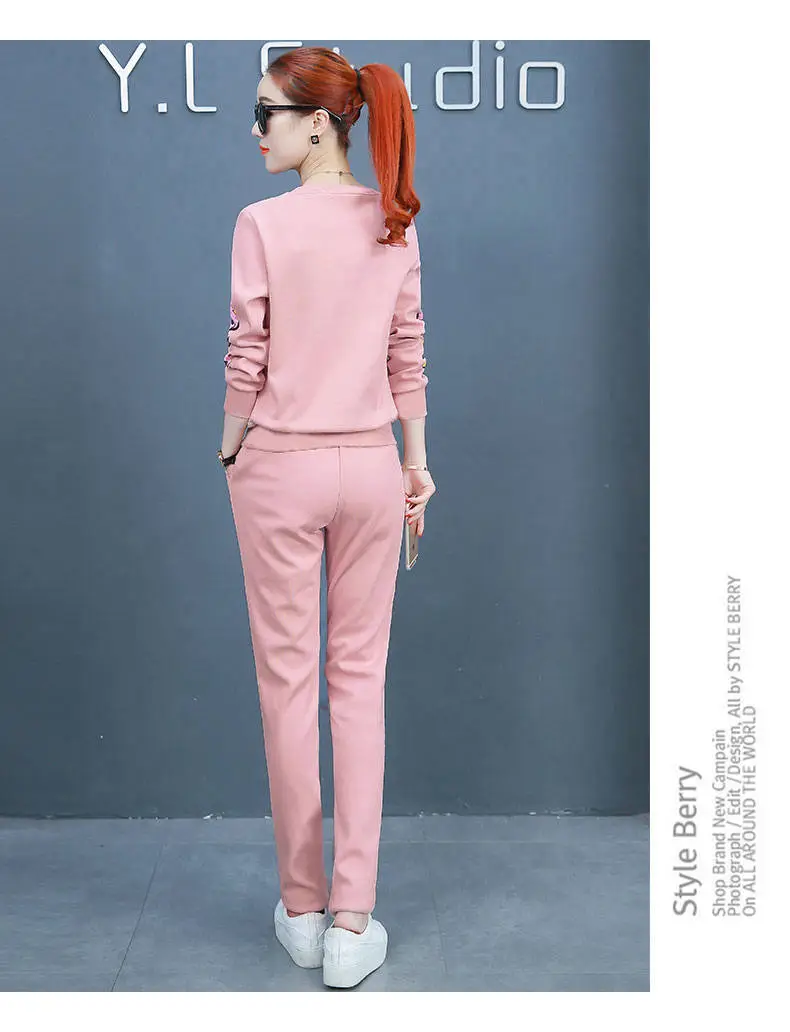 Pink 2-Piece Women's Spring Wear Suit with Embroidered Design — feature 7
