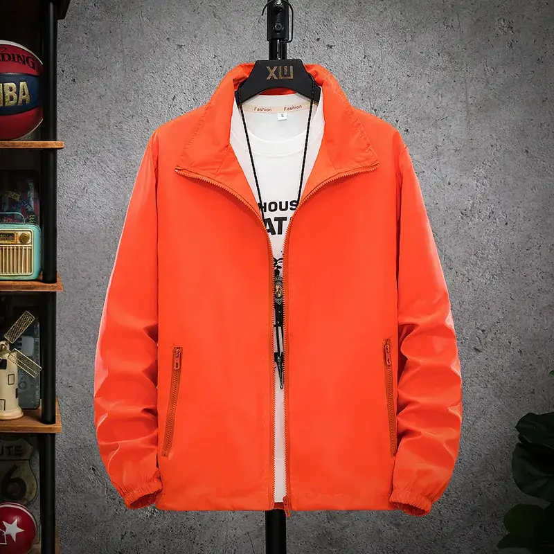 Men's Navy Blue Korean Style Jacket with Stand Collar - Image 10