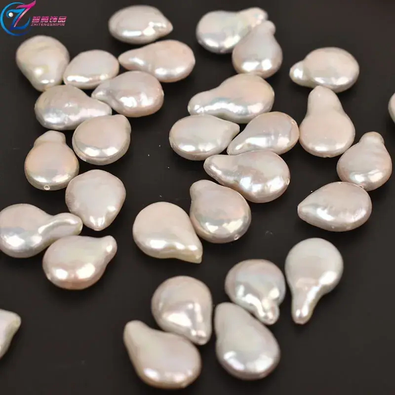 Natural Freshwater Pearl Baroque Special-Shaped 10-11 Water Drop Button Beads - Image 3