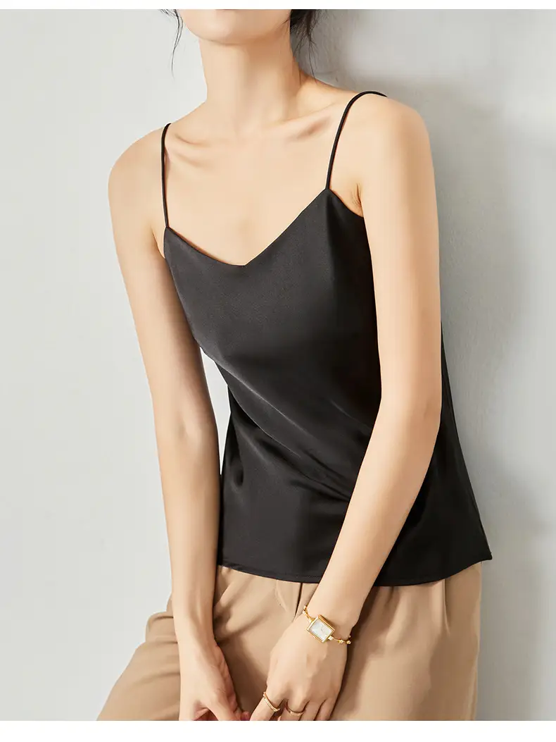 Silver Satin V-Collar Strap Vest for Women - Image 14