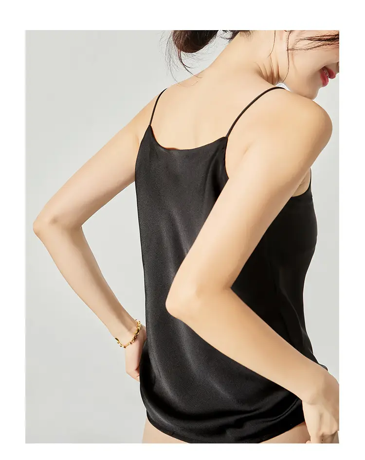 Silver Satin V-Collar Strap Vest for Women — feature 16