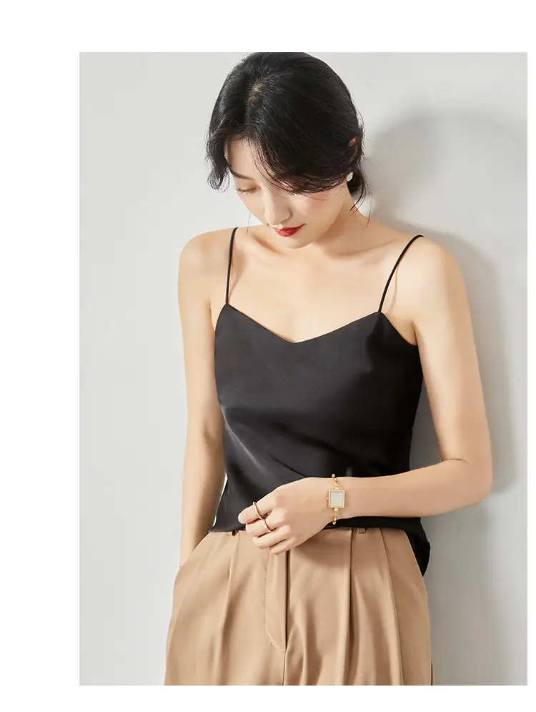 Silver Satin V-Collar Strap Vest for Women — feature 19