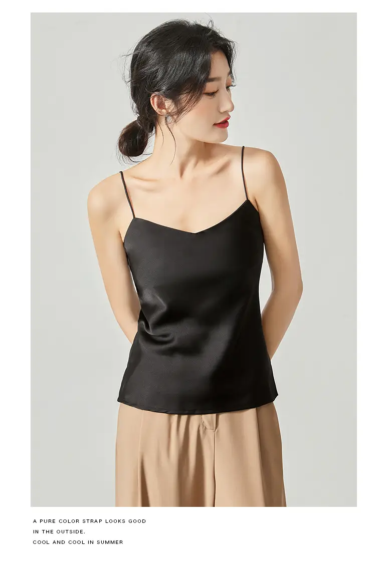 Silver Satin V-Collar Strap Vest for Women — feature 21