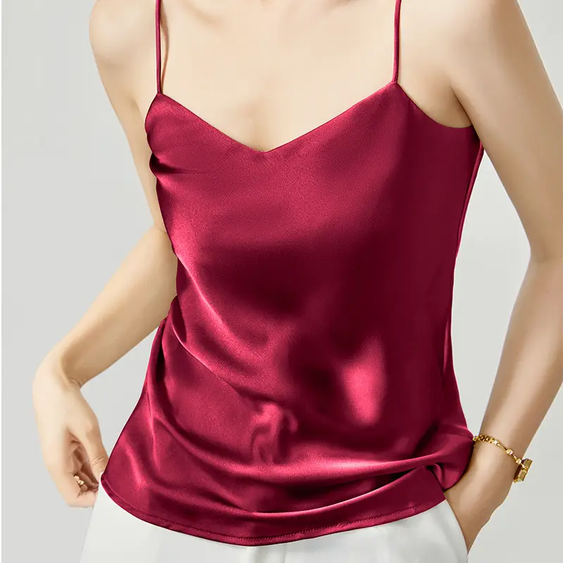 Silver Satin V-Collar Strap Vest for Women - Image 7