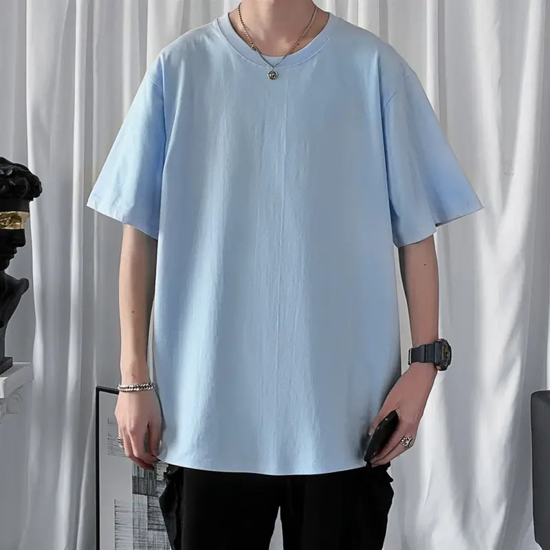 Orange Loose Cotton T-Shirt for Men