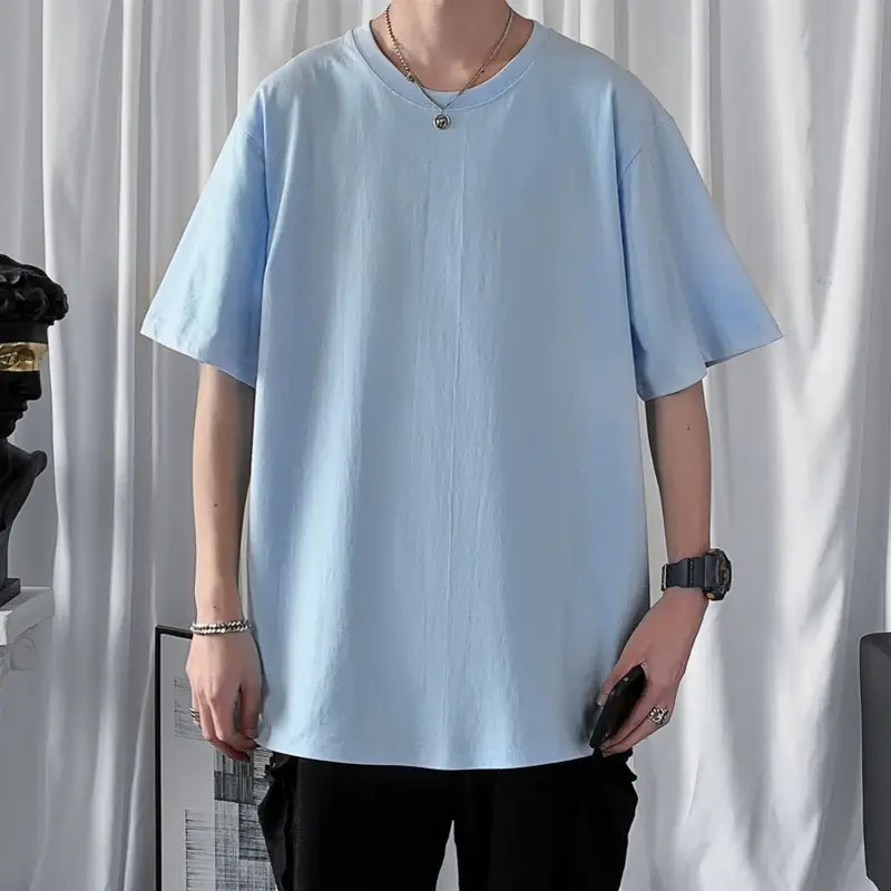 Orange Loose Cotton T-Shirt for Men
