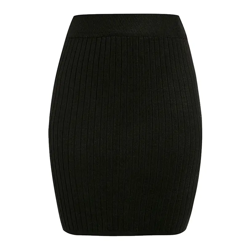 Black Knitted Hip Skirt Women's Elegant Commuting