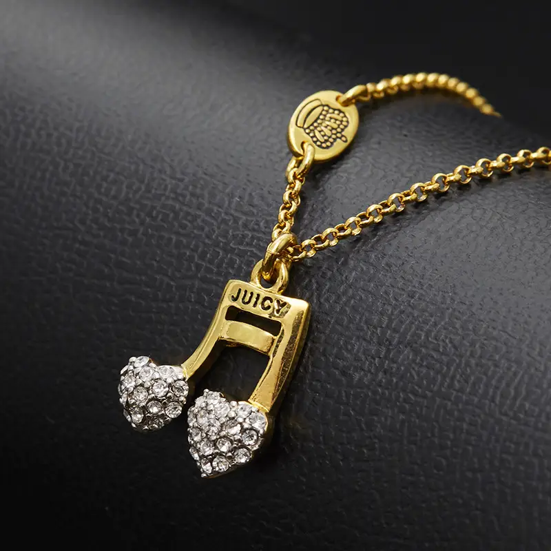 Wholesale Korean Style Diamond Studded Heart Music Note Necklace for Women - Image 3