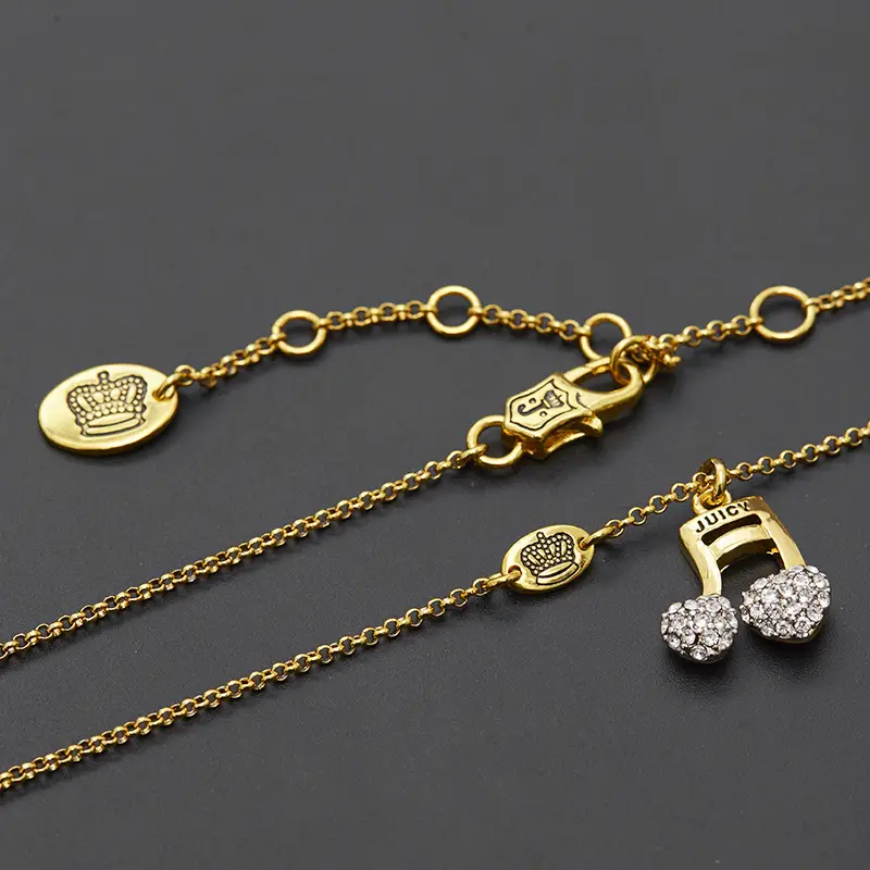 Wholesale Korean Style Diamond Studded Heart Music Note Necklace for Women - Image 5