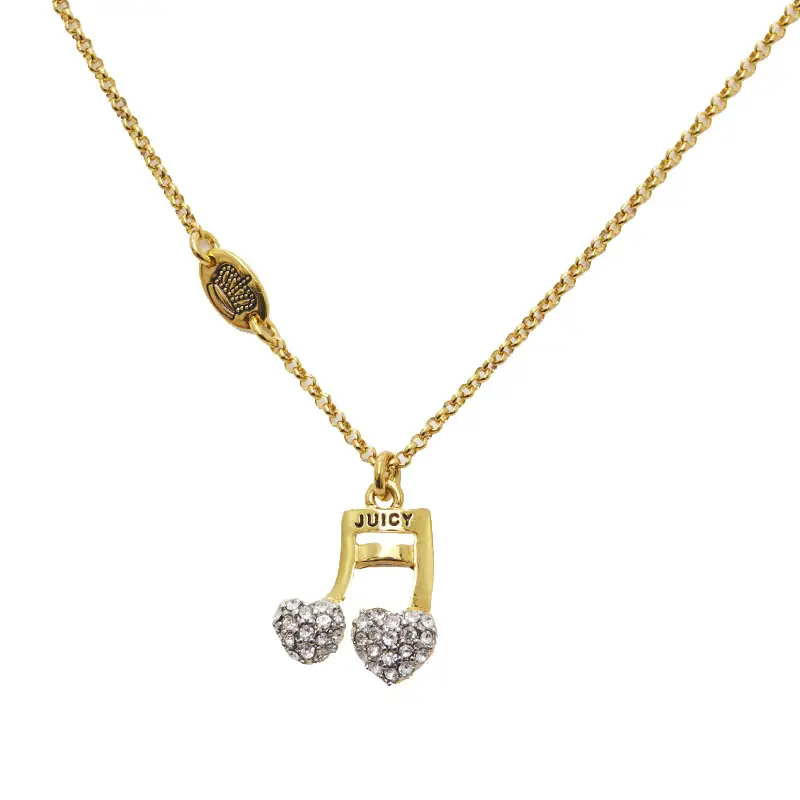 Wholesale Korean Style Diamond Studded Heart Music Note Necklace for Women - Image 6