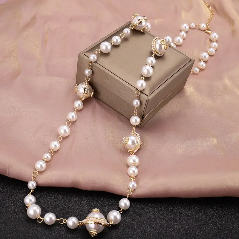 New Long Necklace Women European American Pearl Pendant Fashion Sweater Hanging Chain Accessories Wholesale - Image 3