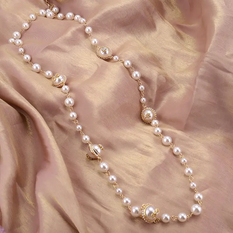 New Long Necklace Women European American Pearl Pendant Fashion Sweater Hanging Chain Accessories Wholesale - Image 5