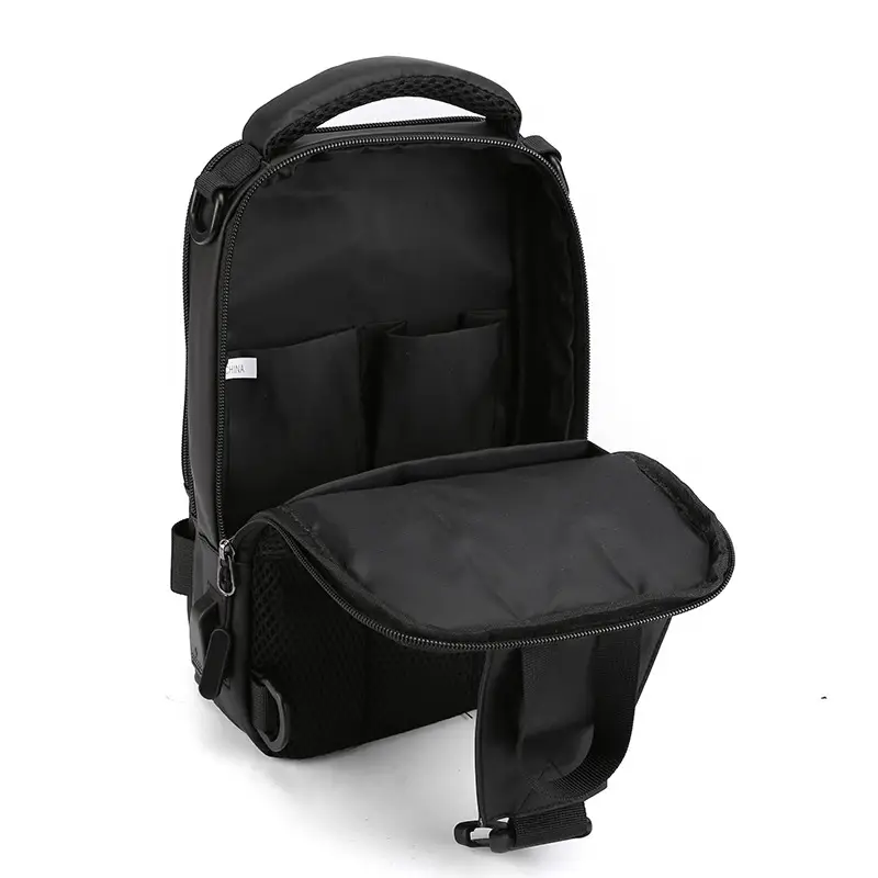 Men's Grey USB Charging Shoulder Bag with Laptop Compartment - Image 8