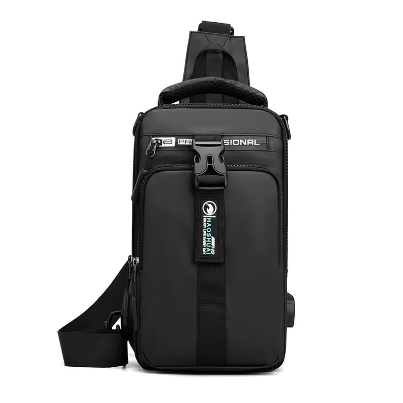 Men's Grey USB Charging Shoulder Bag with Laptop Compartment - Image 3