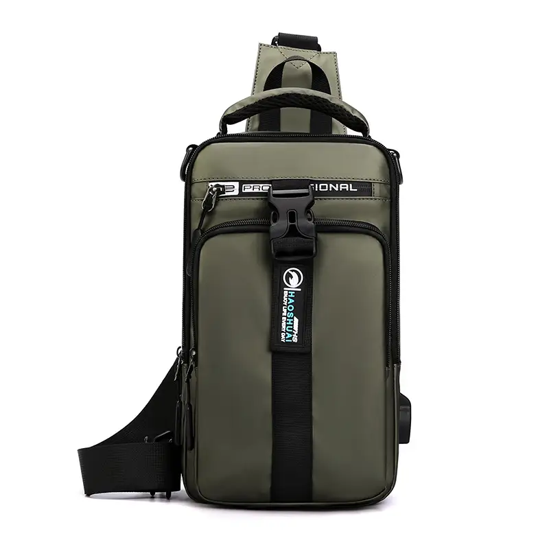 Men's Grey USB Charging Shoulder Bag with Laptop Compartment - Image 4