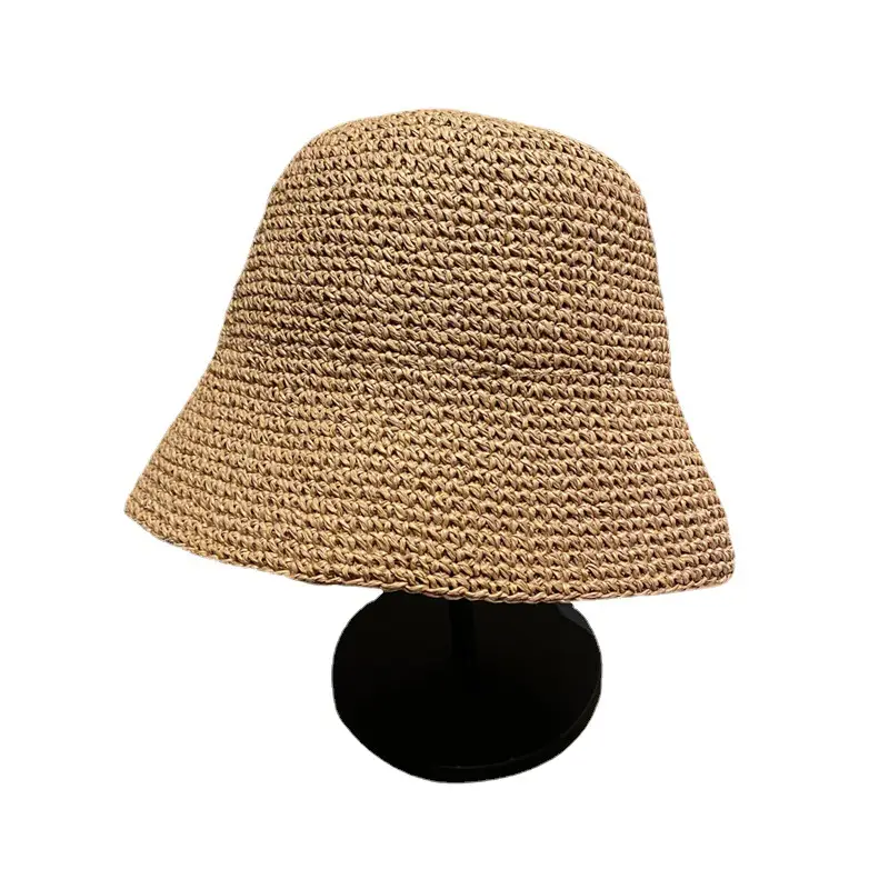 Women Straw Bucket Hat for Summer Beach Wear