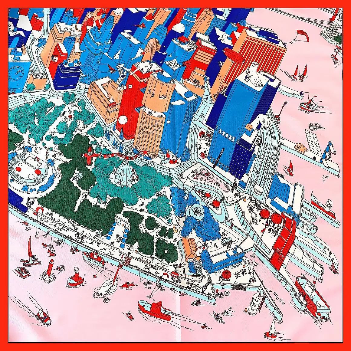 53cm Blue City Map Scarf for Students - Image 2