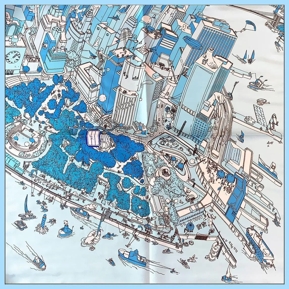 53cm Blue City Map Scarf for Students - Image 3