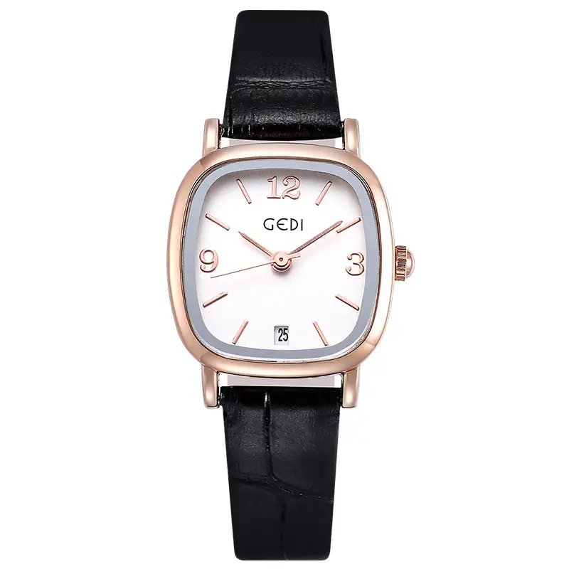 Women's Red Leather Watch with Rose Gold Case