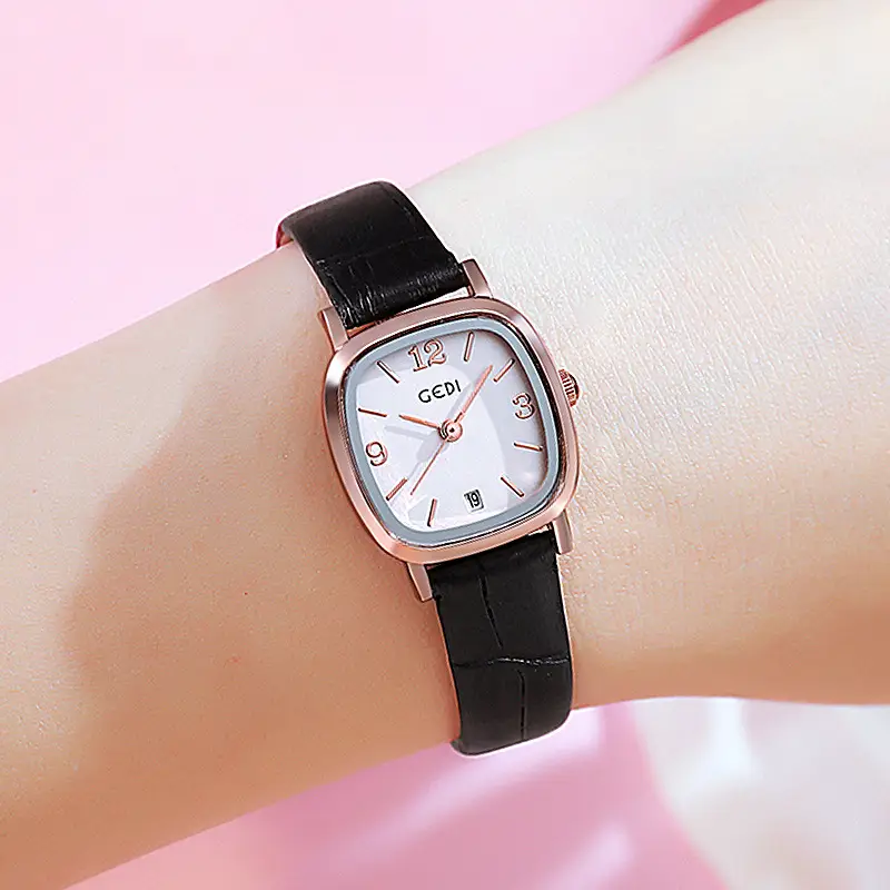 Women's Red Leather Watch with Rose Gold Case