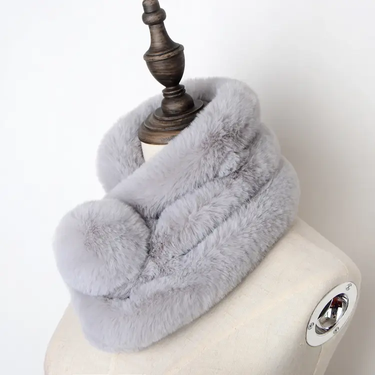 Women's Winter Fur Imitation Neck Scarf Beige Rex Soft Warm — feature 12
