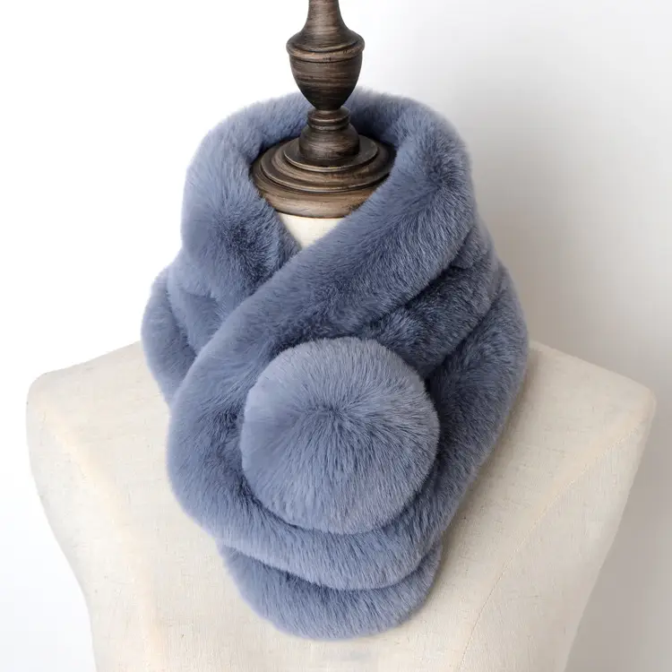 Women's Winter Fur Imitation Neck Scarf Beige Rex Soft Warm — feature 15