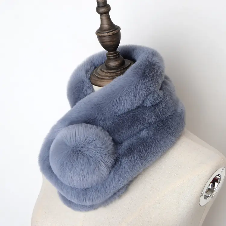 Women's Winter Fur Imitation Neck Scarf Beige Rex Soft Warm — feature 16