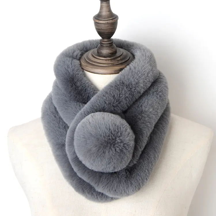 Women's Winter Fur Imitation Neck Scarf Beige Rex Soft Warm — feature 17