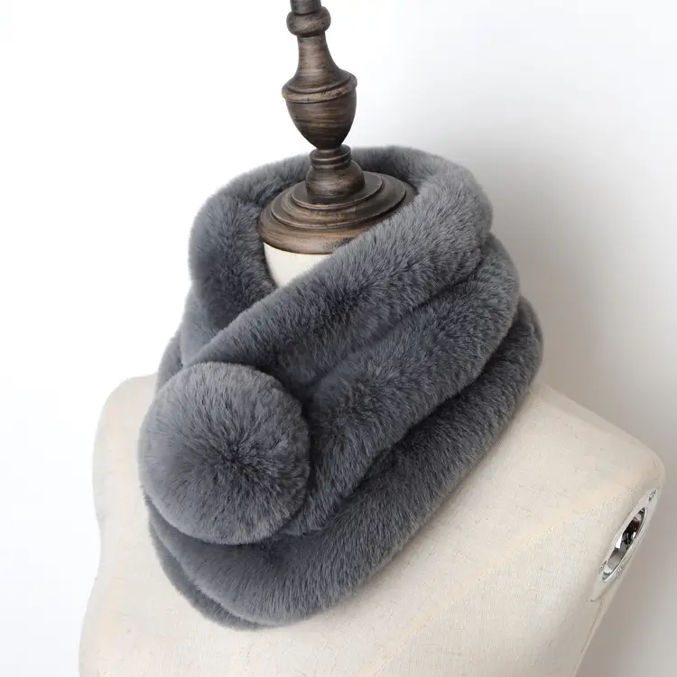 Women's Winter Fur Imitation Neck Scarf Beige Rex Soft Warm — feature 18