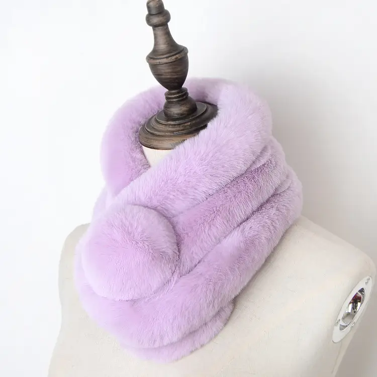 Women's Winter Fur Imitation Neck Scarf Beige Rex Soft Warm — feature 22