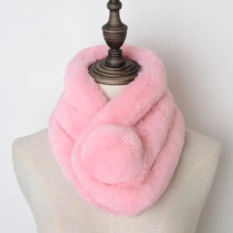Women's Winter Fur Imitation Neck Scarf Beige Rex Soft Warm — feature 23