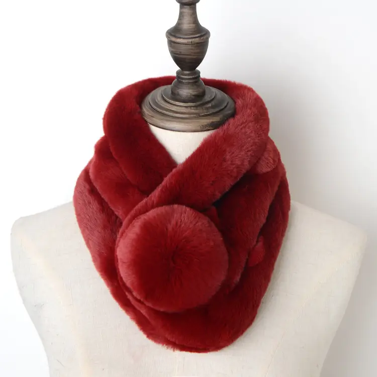 Women's Winter Fur Imitation Neck Scarf Beige Rex Soft Warm — feature 25