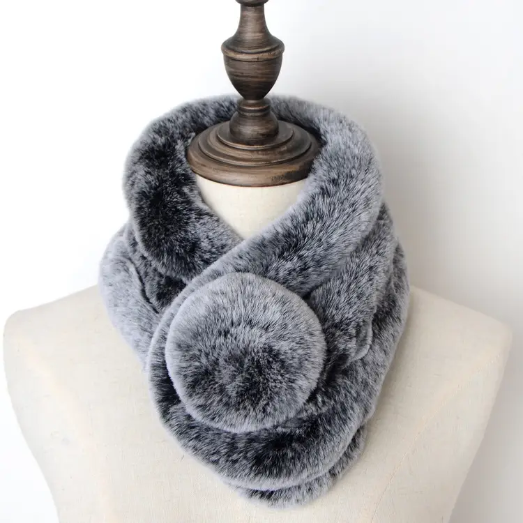 Women's Winter Fur Imitation Neck Scarf Beige Rex Soft Warm — feature 28