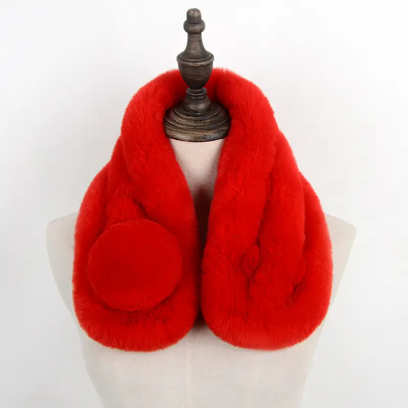 Women's Winter Fur Imitation Neck Scarf Beige Rex Soft Warm - Image 11